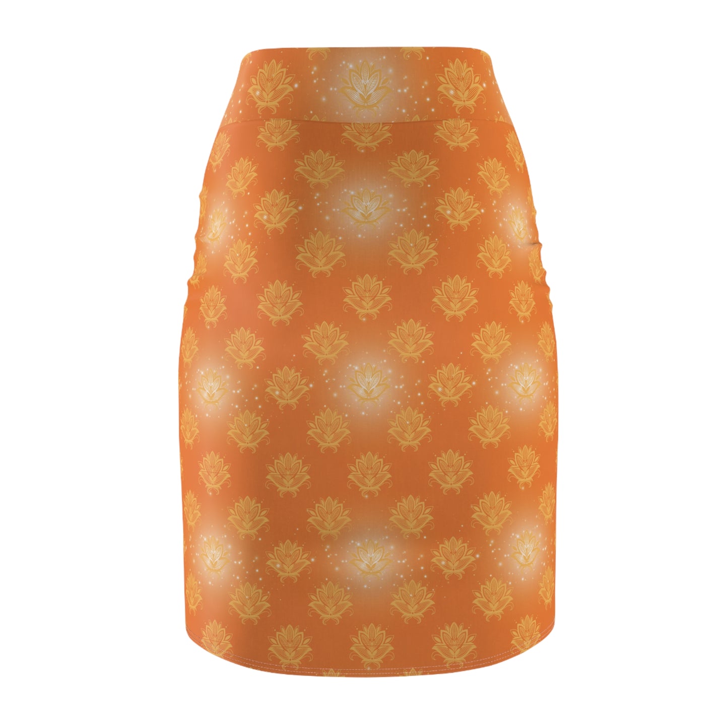 Glitter Lotus Sari Saree Inspired Women's Pencil Skirt, Office Wear,