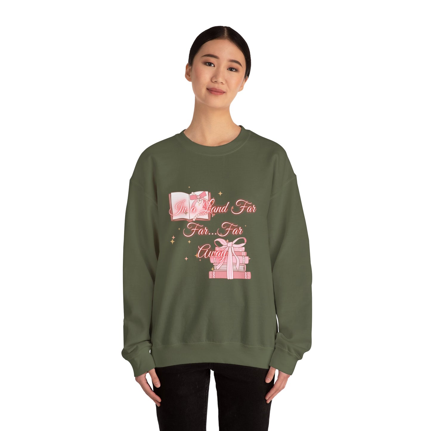 Far Away Fairytales Unisex Heavy Blend™ Crewneck Sweatshirt, Cozy Winter Wear, Fairytales Clothing, Storybook Fashion, Gift For Book Lovers