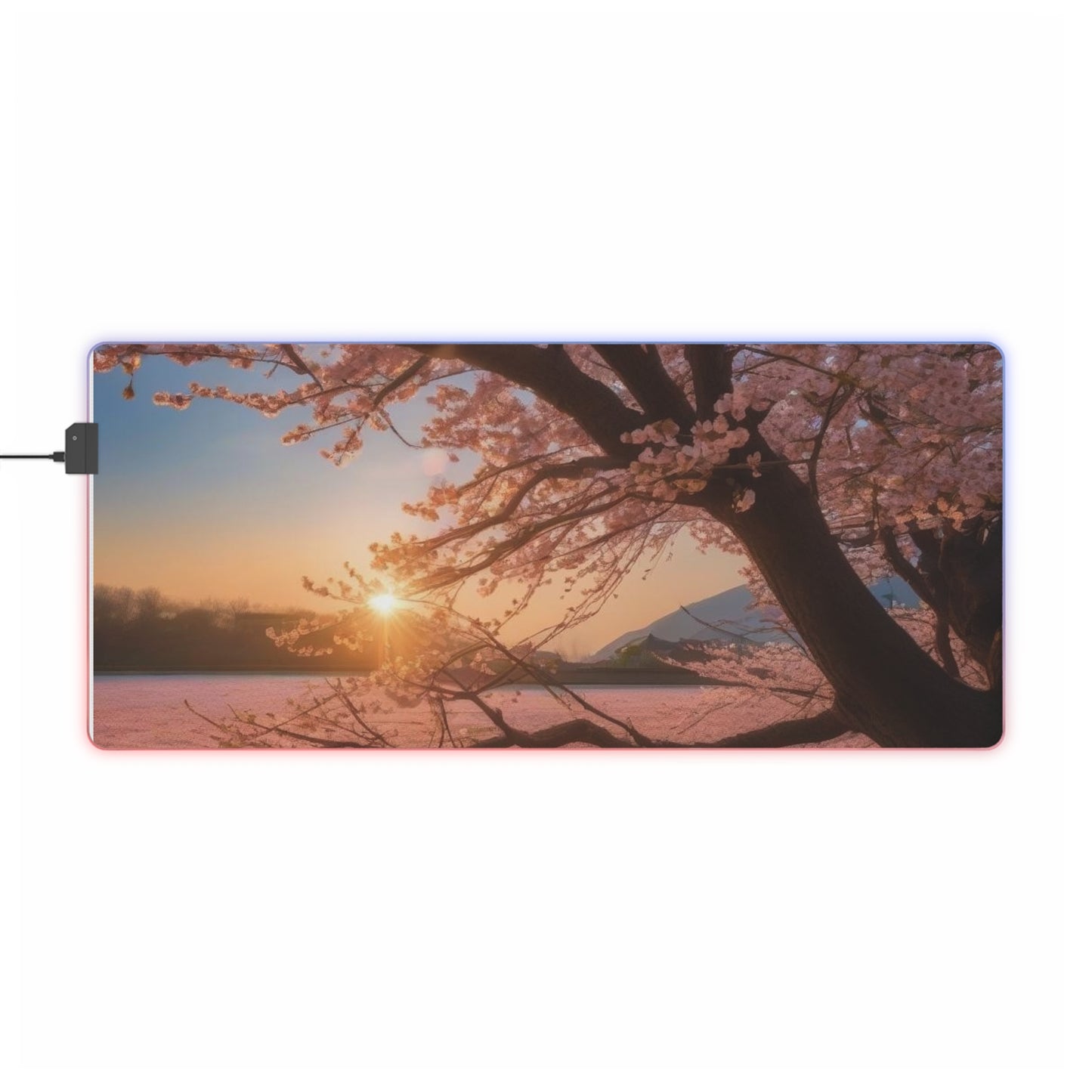 Morning Cherry Blossom LED Gaming Mouse Pad Cute Cherry Blossoms Mouse Pad High Quality , Japanese Art Theme Kawaii girls