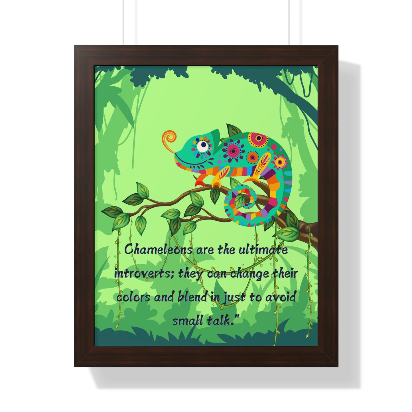 Vertical Poster, Chameleon Introvert in Amazon Rainforest,