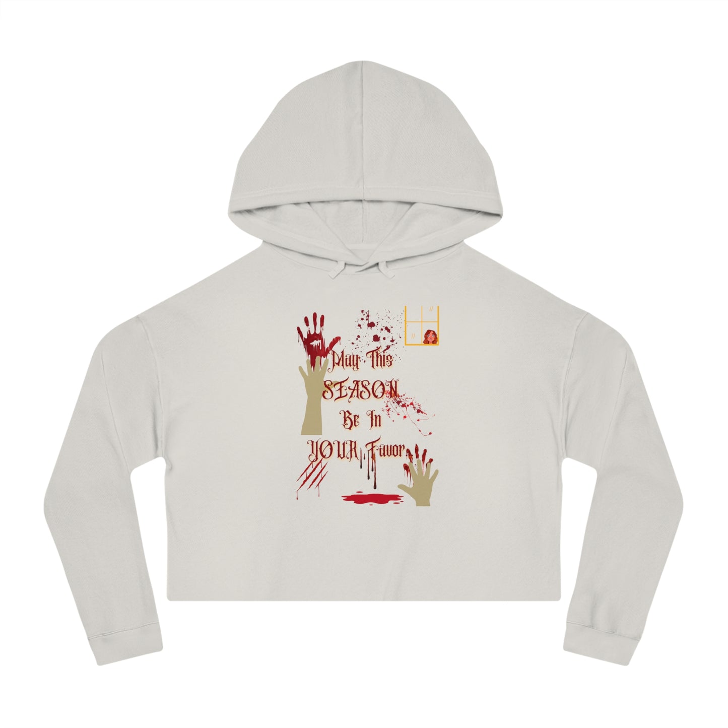 Halloween Favor Vampire Pinup Womens Cropped Hooded Sweatshirt Fright Night, Halloween, Fall, Vampire Lover Gift, Gothic Clothing, Pinup Style, Goth Girl Clothing