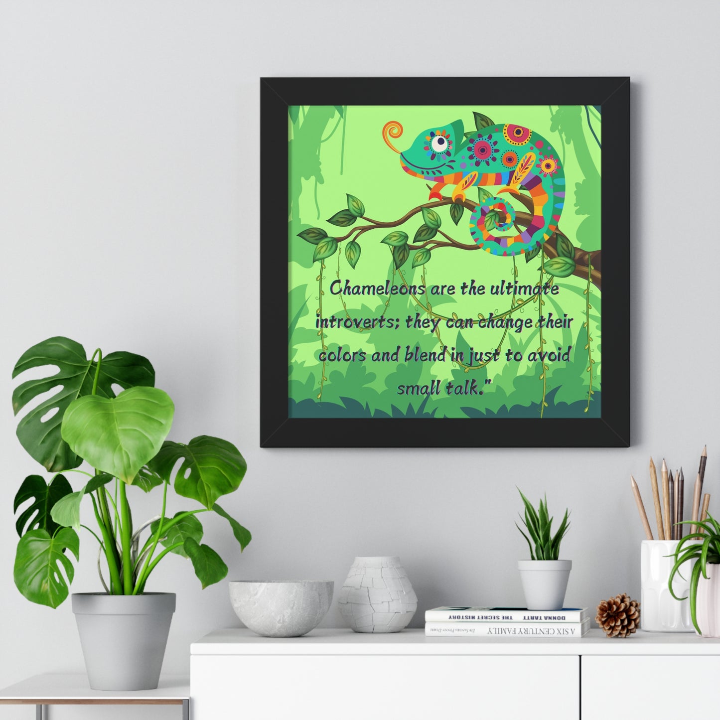 Vertical Poster, Chameleon Introvert in Amazon Rainforest,