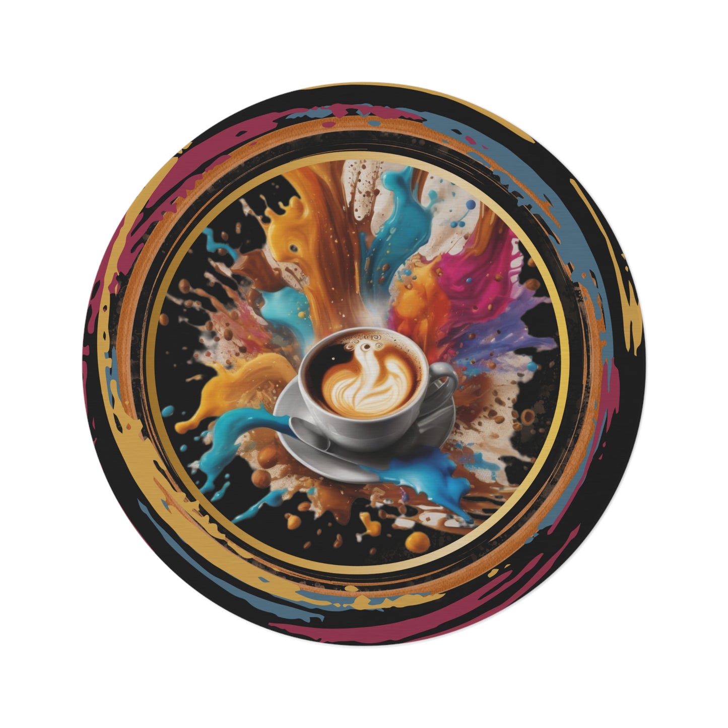 Coffee Splash Round Rug, Lover of Espresso Home Decor, Coffee Lover Rug