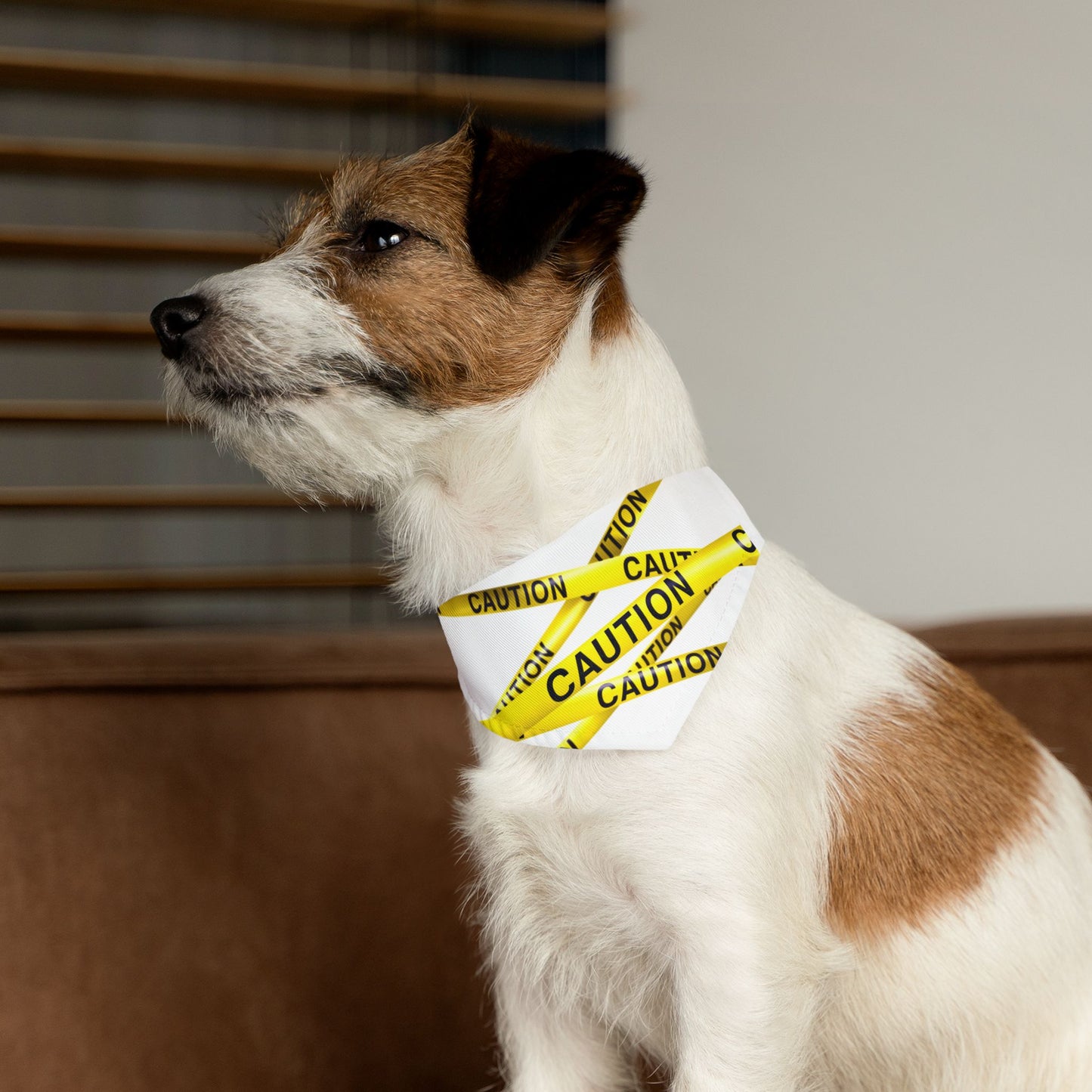 Caution Pet Bandana Collar, Safety Dog Bandana, Reflective Pet Collar, Safety Dog Bandana, Dog Safety Accessory, Pet Visibility Gear