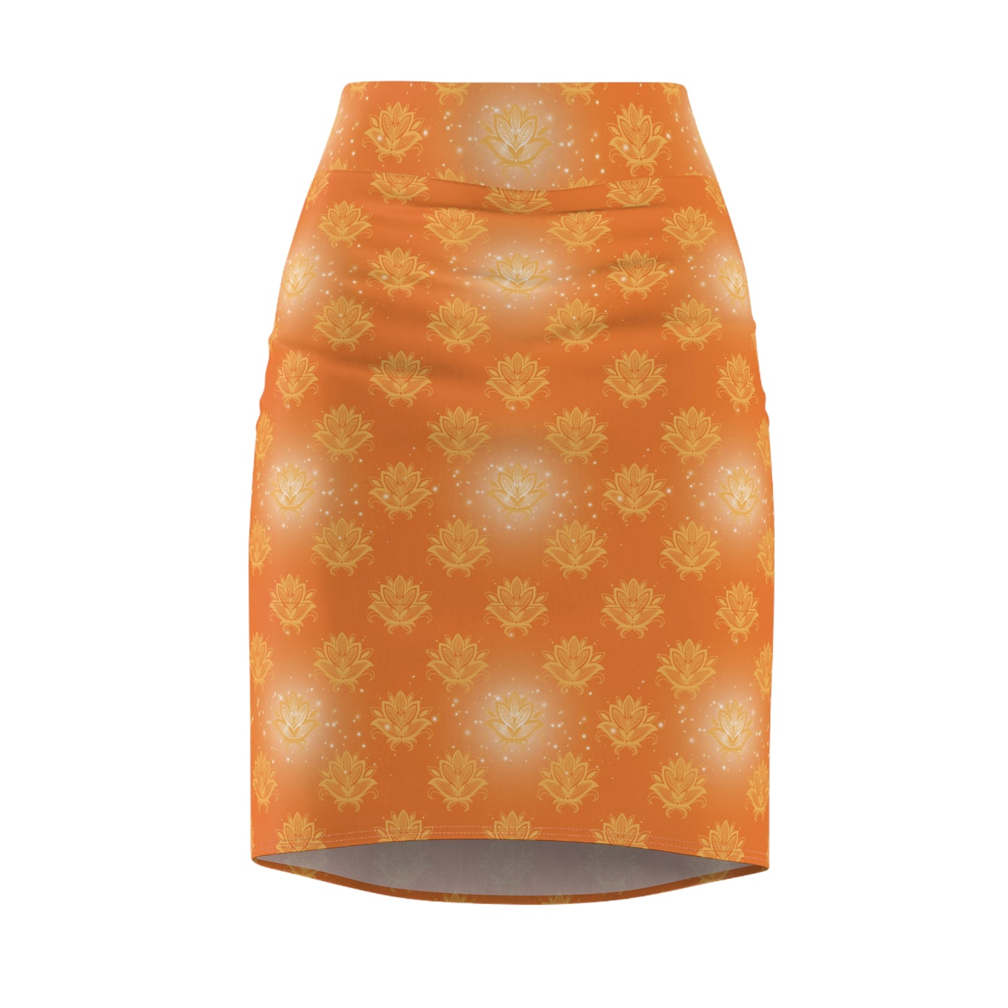 Glitter Lotus Sari Saree Inspired Women's Pencil Skirt, Office Wear,