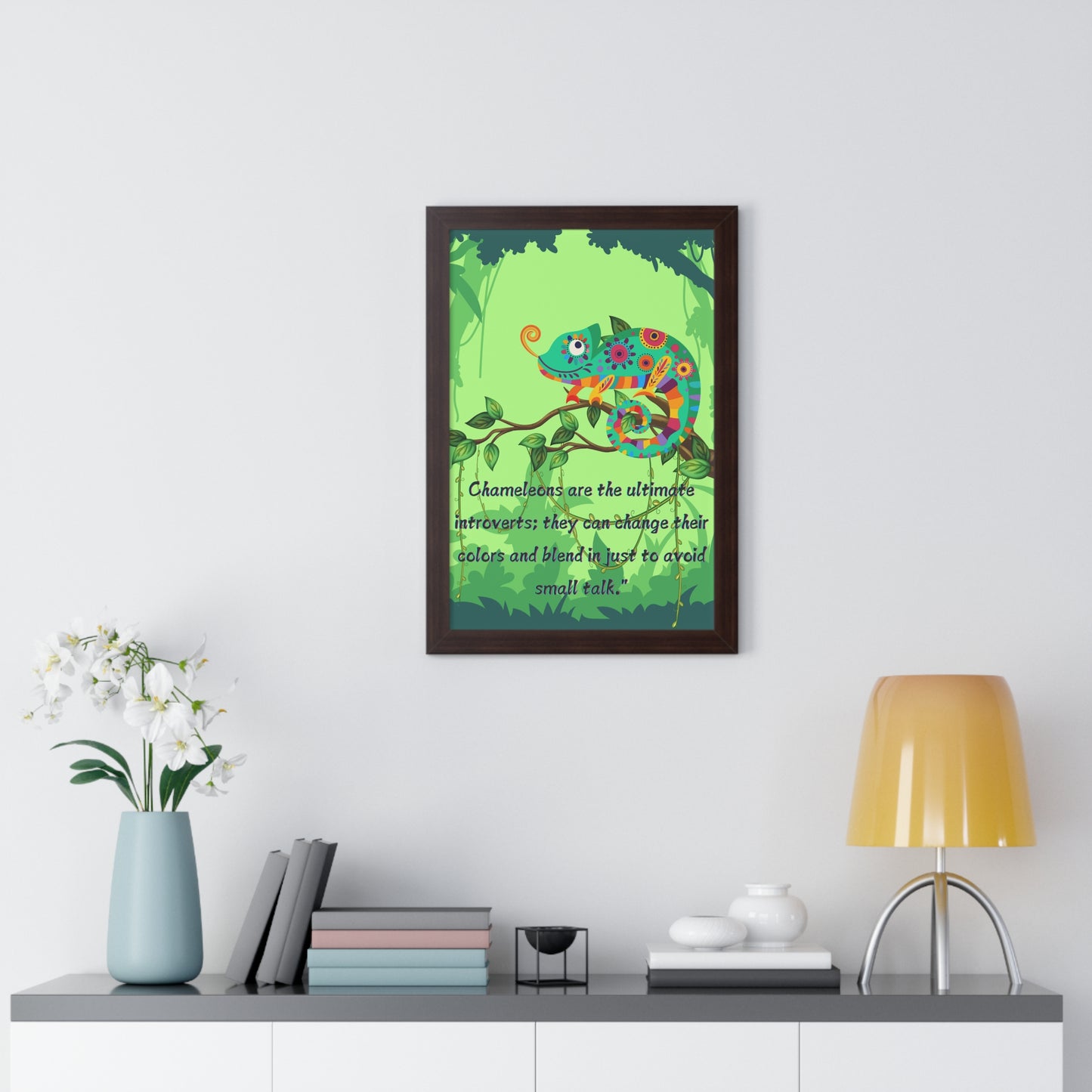 Vertical Poster, Chameleon Introvert in Amazon Rainforest,
