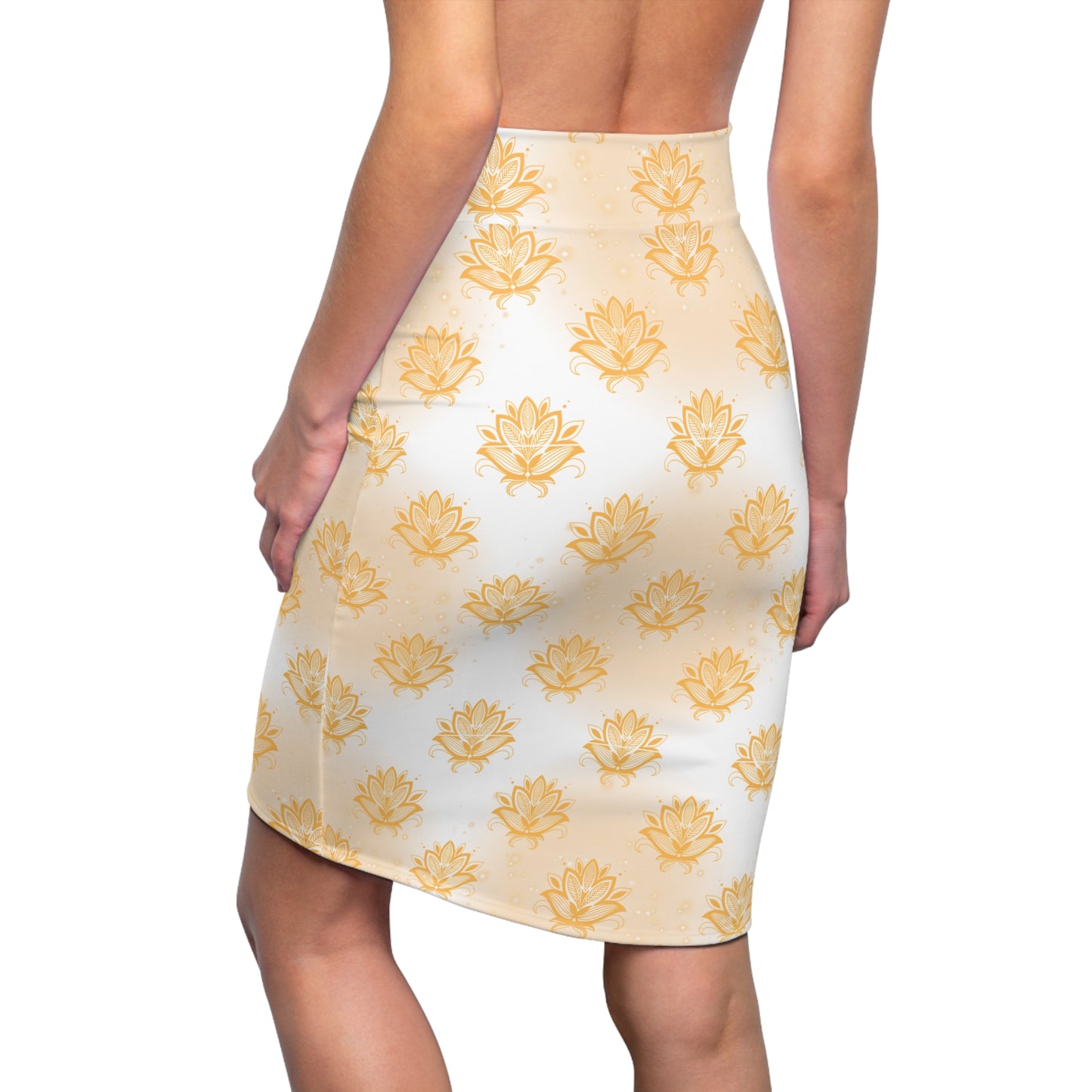 Glimmering Lotus Skirt, Women's Fashion, Elegant Floral Pattern, Casual Office