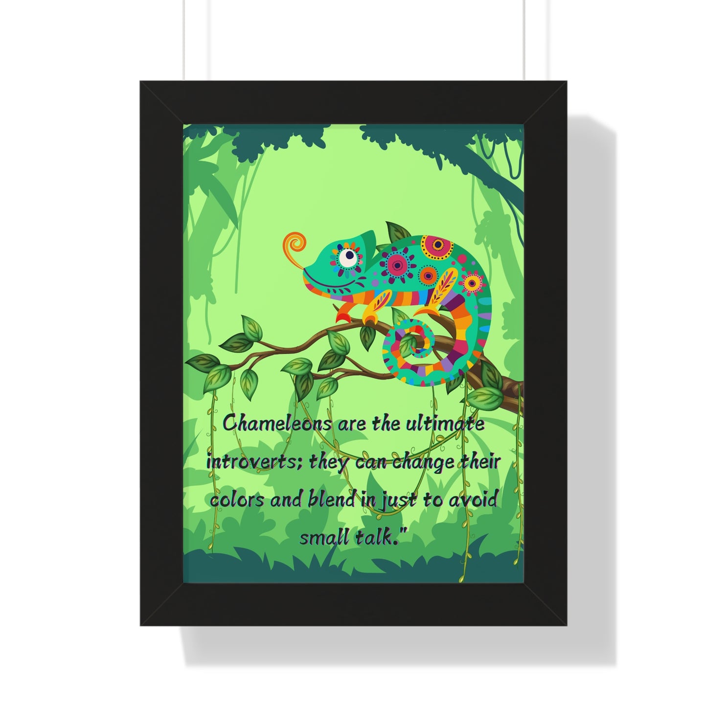 Vertical Poster, Chameleon Introvert in Amazon Rainforest,