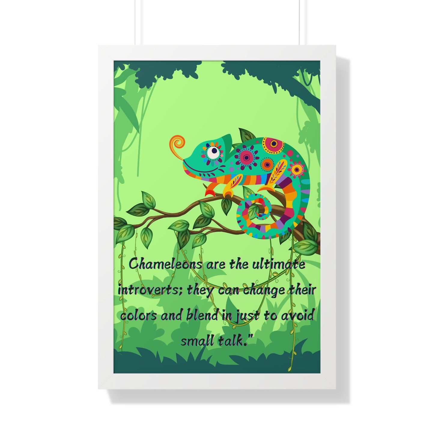 Vertical Poster, Chameleon Introvert in Amazon Rainforest,