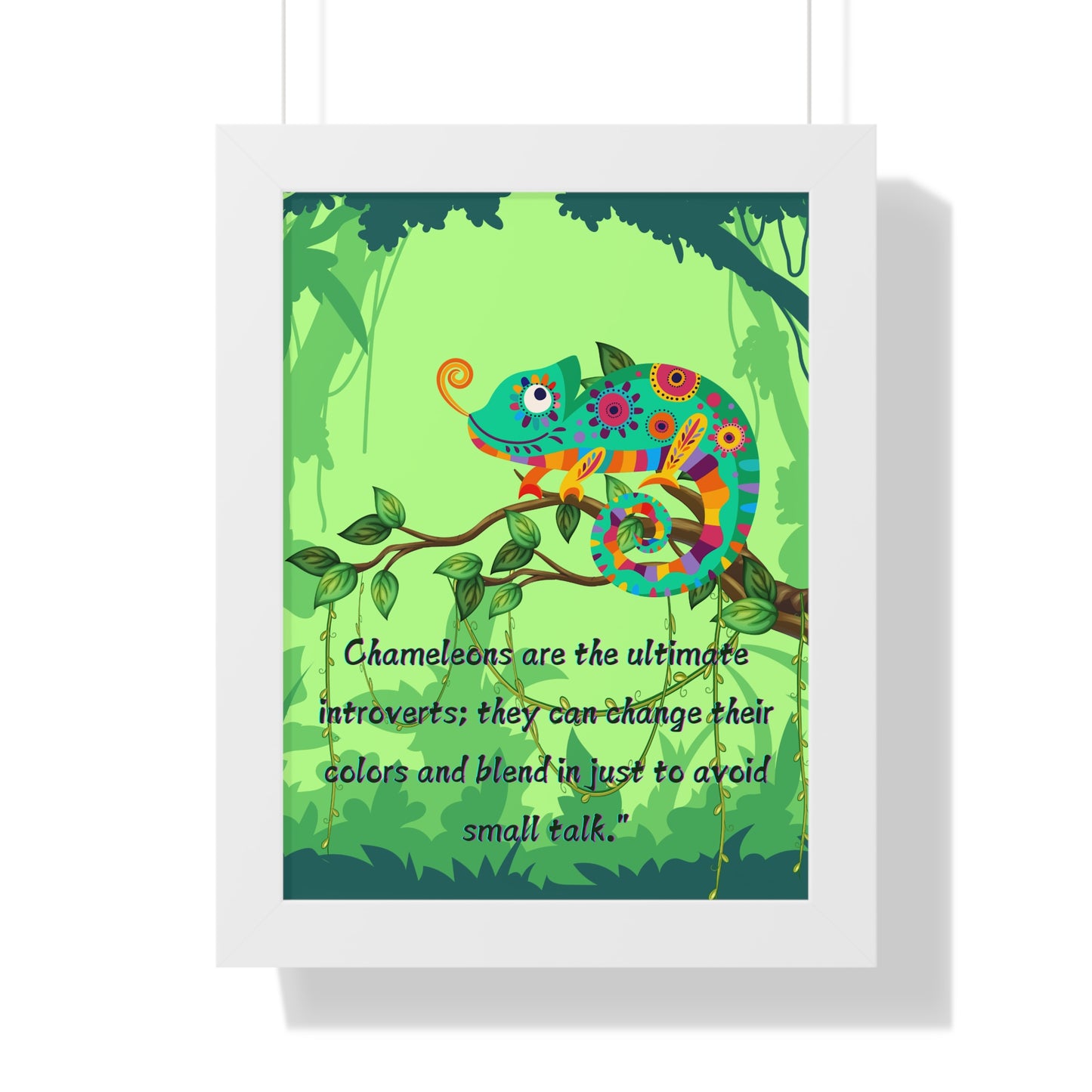 Vertical Poster, Chameleon Introvert in Amazon Rainforest,