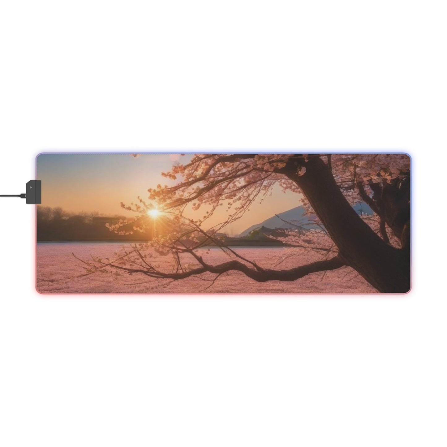 Morning Cherry Blossom LED Gaming Mouse Pad Cute Cherry Blossoms Mouse Pad High Quality , Japanese Art Theme Kawaii girls