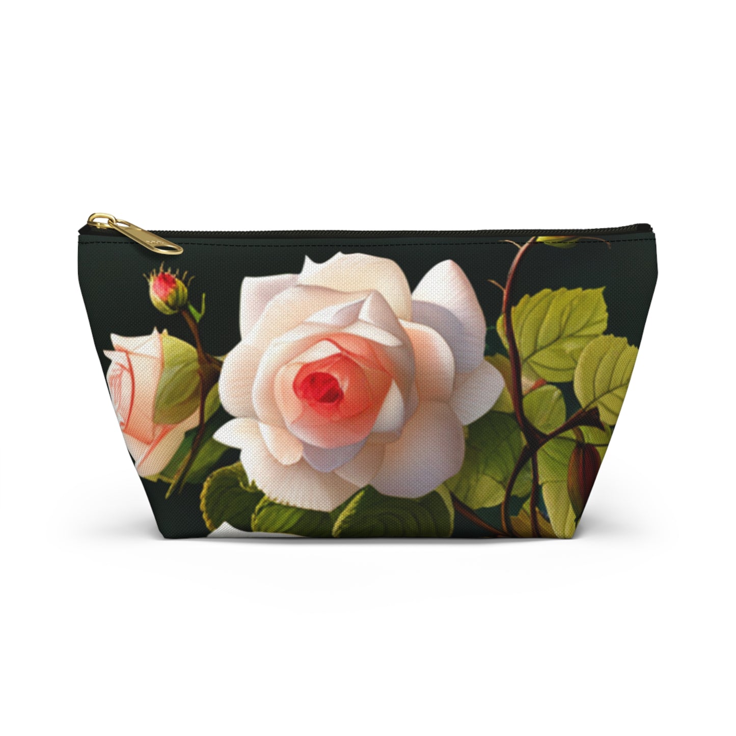 English Roses Accessory Pouch with T-bottom, Floral Makeup Bag, Travel Organizer