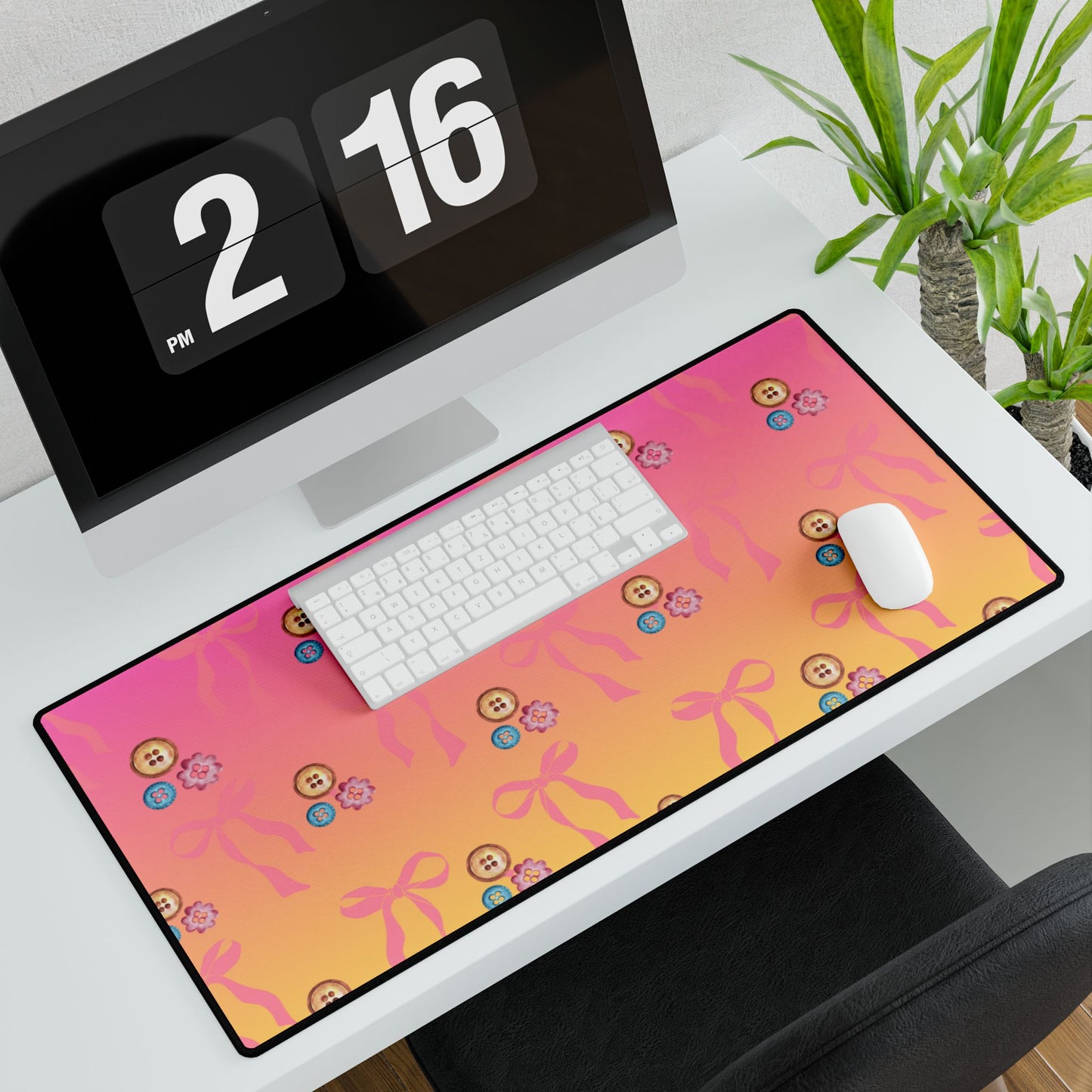 Desk Mat | Buttons & Bows Design | Desk Organizer & Office Gift