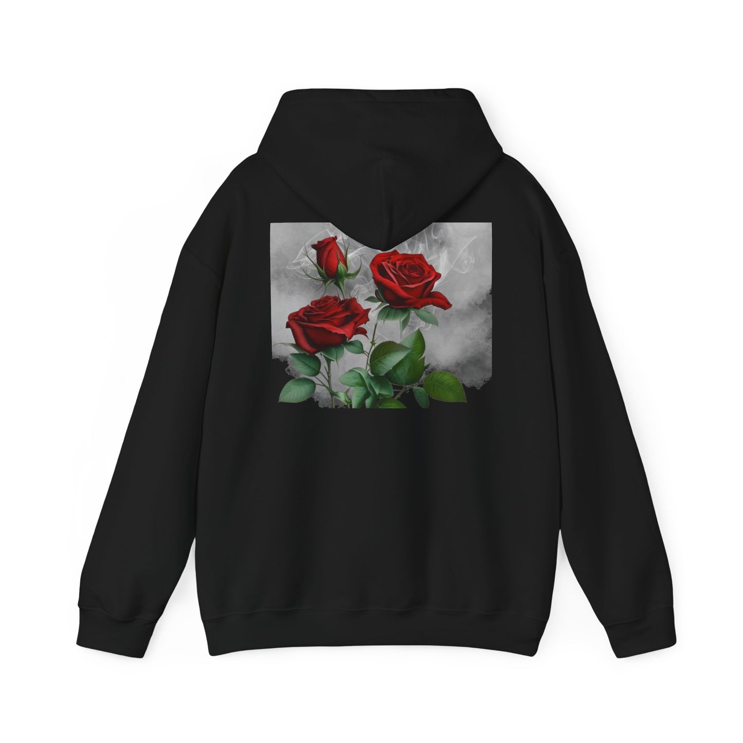 Smoke & Roses Heavy Blend™ Hooded Sweatshirt, Unique Handmade Design, Streetwear Fashion, Street Style, Hip Hop Style, Fashionable Hoodie