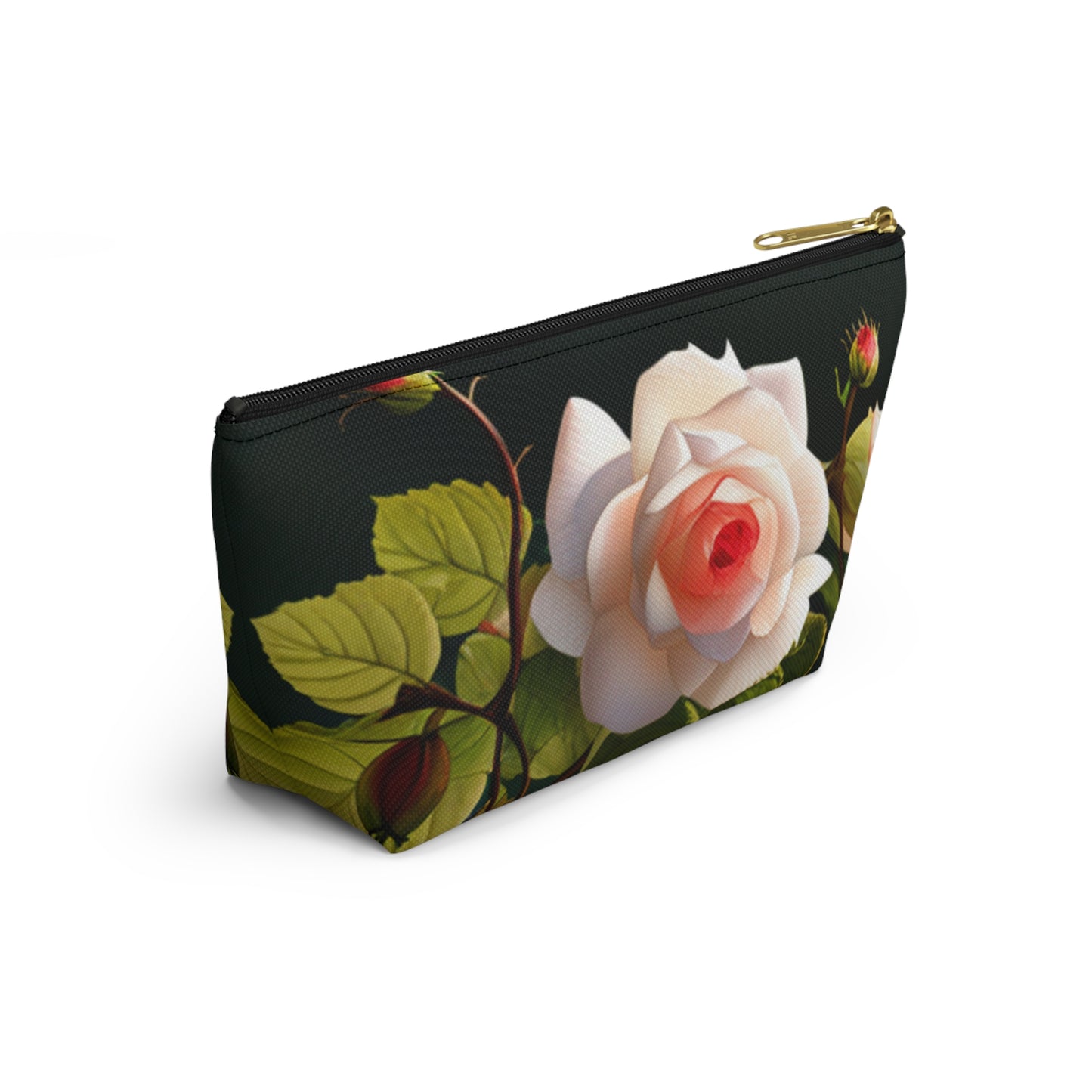 English Roses Accessory Pouch with T-bottom, Floral Makeup Bag, Travel Organizer