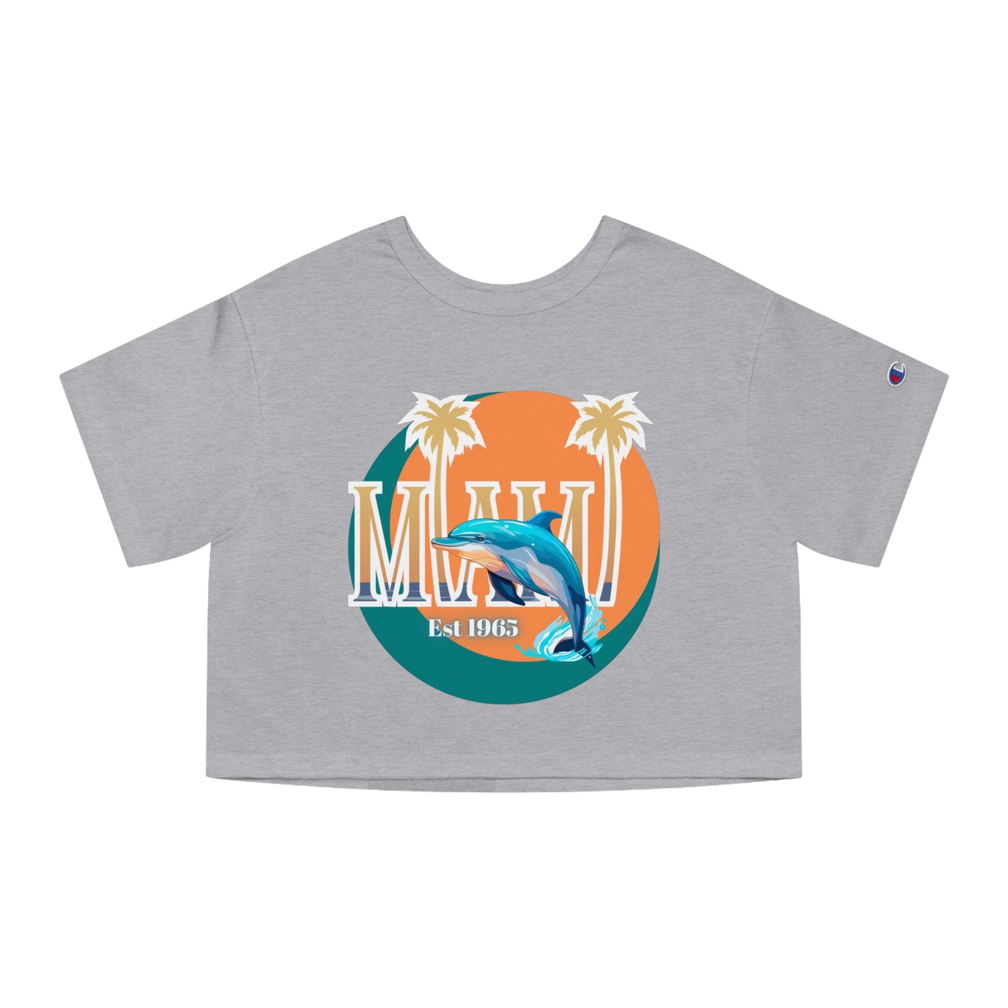 Miami Dolphins Game Time Champion Women's Heritage Cropped T-Shirt, Football NFL Inspired