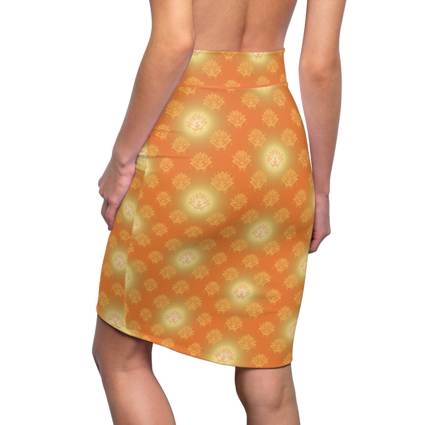 Lotus Horizon Sari Saree Inspired Women's Pencil Skirt, Office Wear