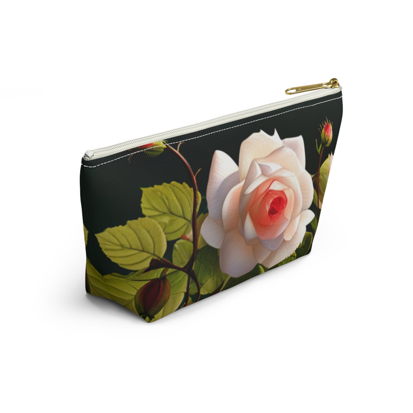 English Roses Accessory Pouch with T-bottom, Floral Makeup Bag, Travel Organizer
