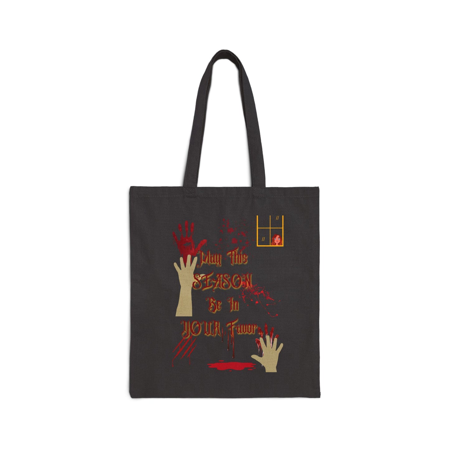 Halloween Favor Season Vampire Halloween Season Cotton Canvas Tote Bag, Halloween Pinup, Vampire, Dark Academia Style, Pinup Style, Gothic Fashion