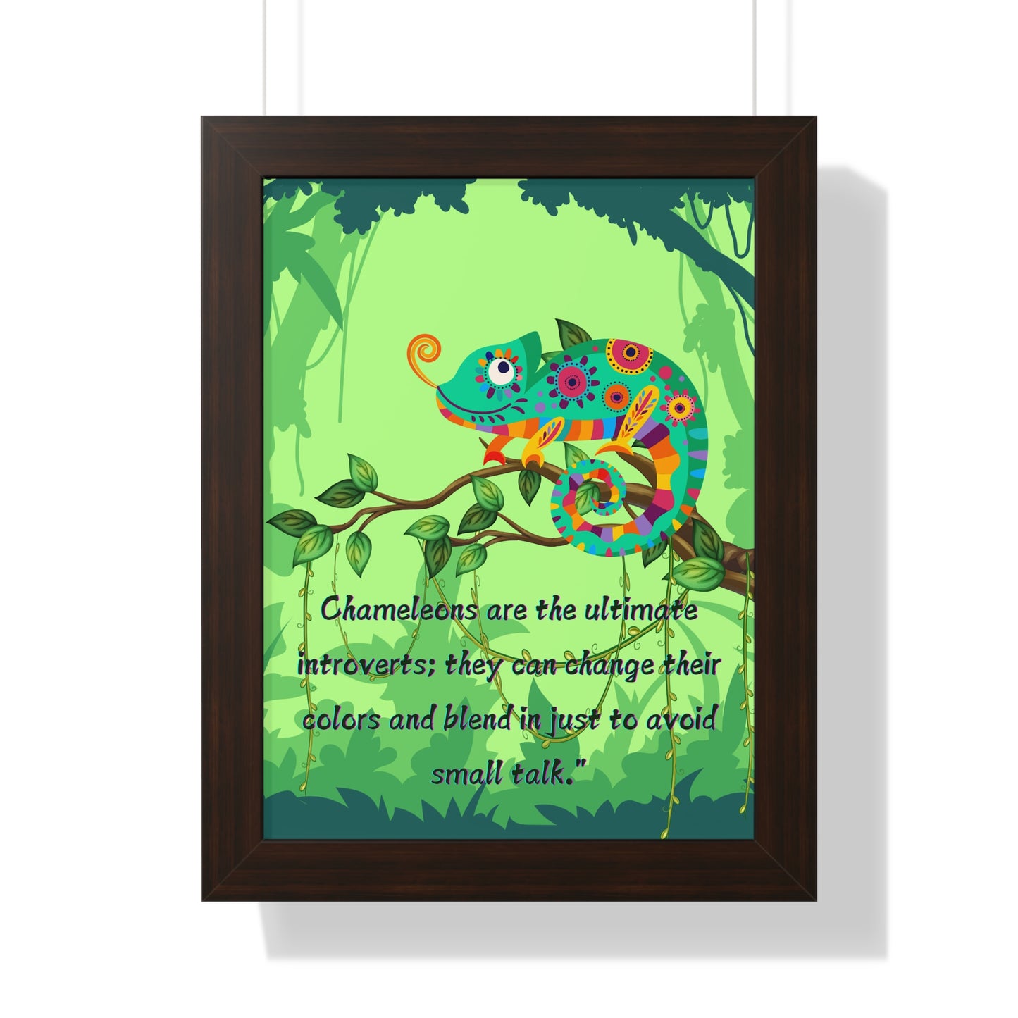 Vertical Poster, Chameleon Introvert in Amazon Rainforest,
