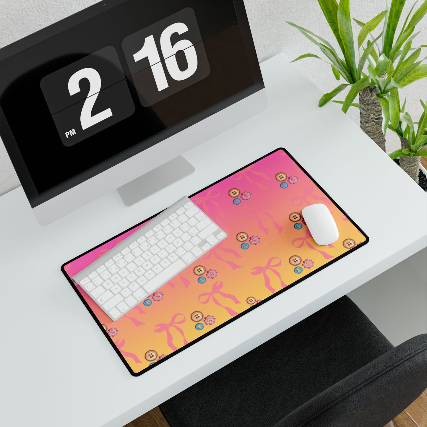 Desk Mat | Buttons & Bows Design | Desk Organizer & Office Gift
