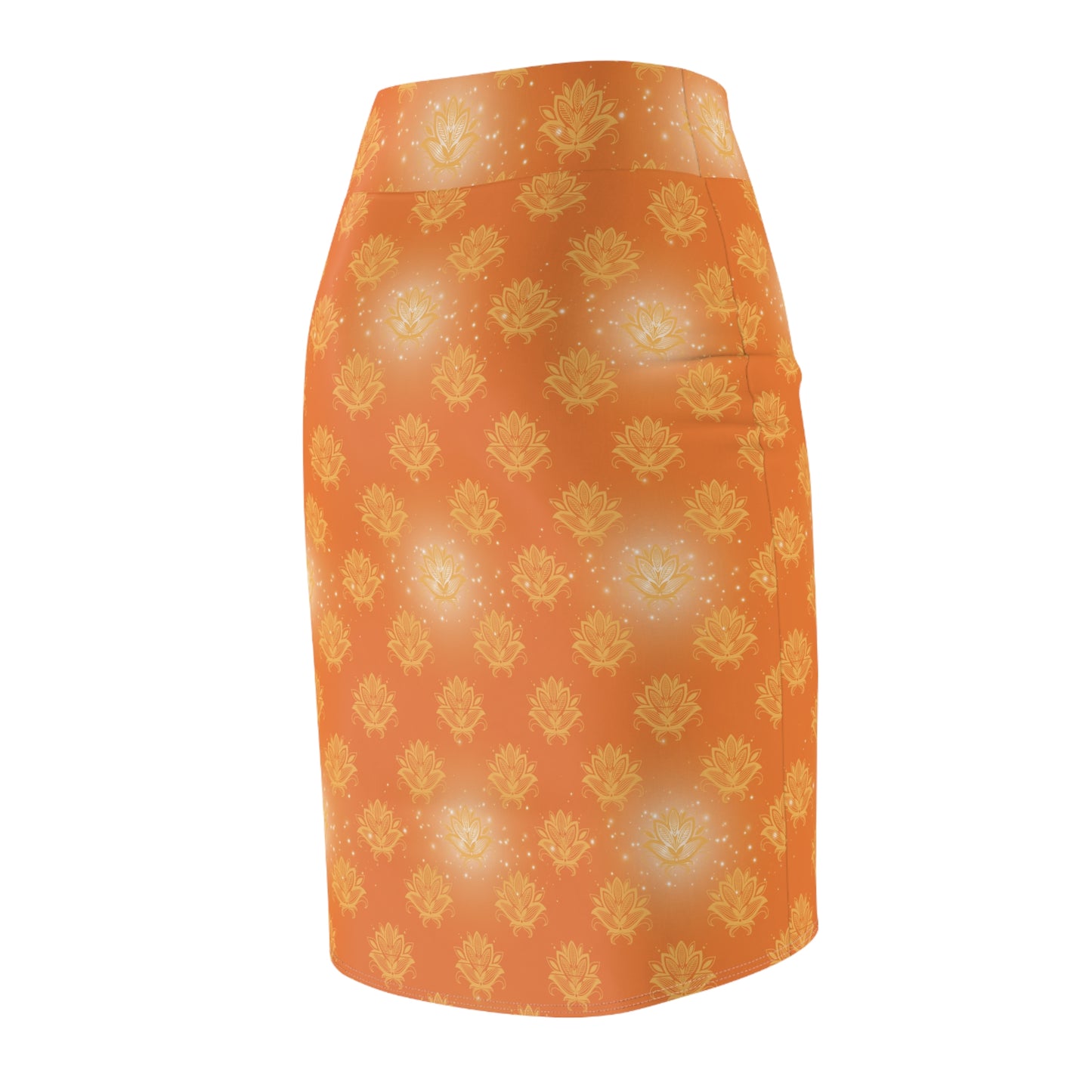 Glitter Lotus Sari Saree Inspired Women's Pencil Skirt, Office Wear,