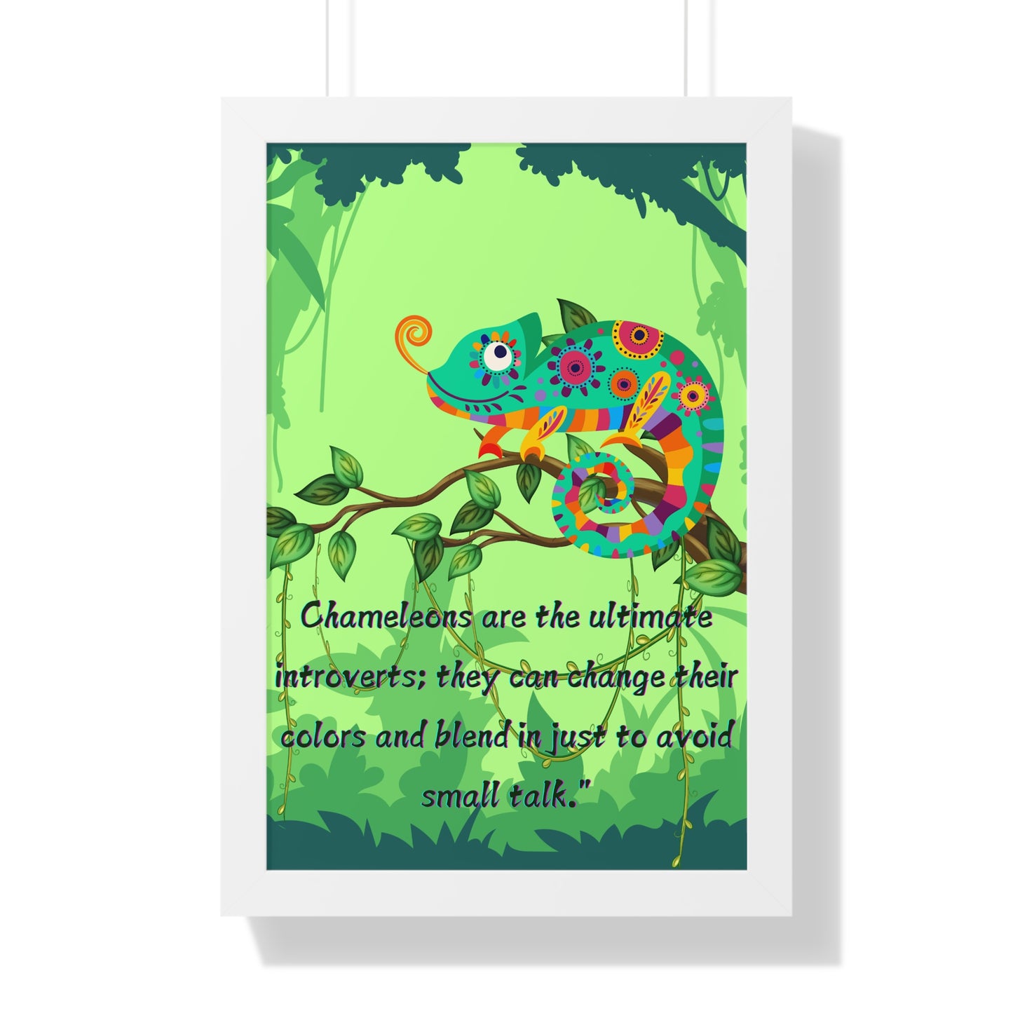 Vertical Poster, Chameleon Introvert in Amazon Rainforest,
