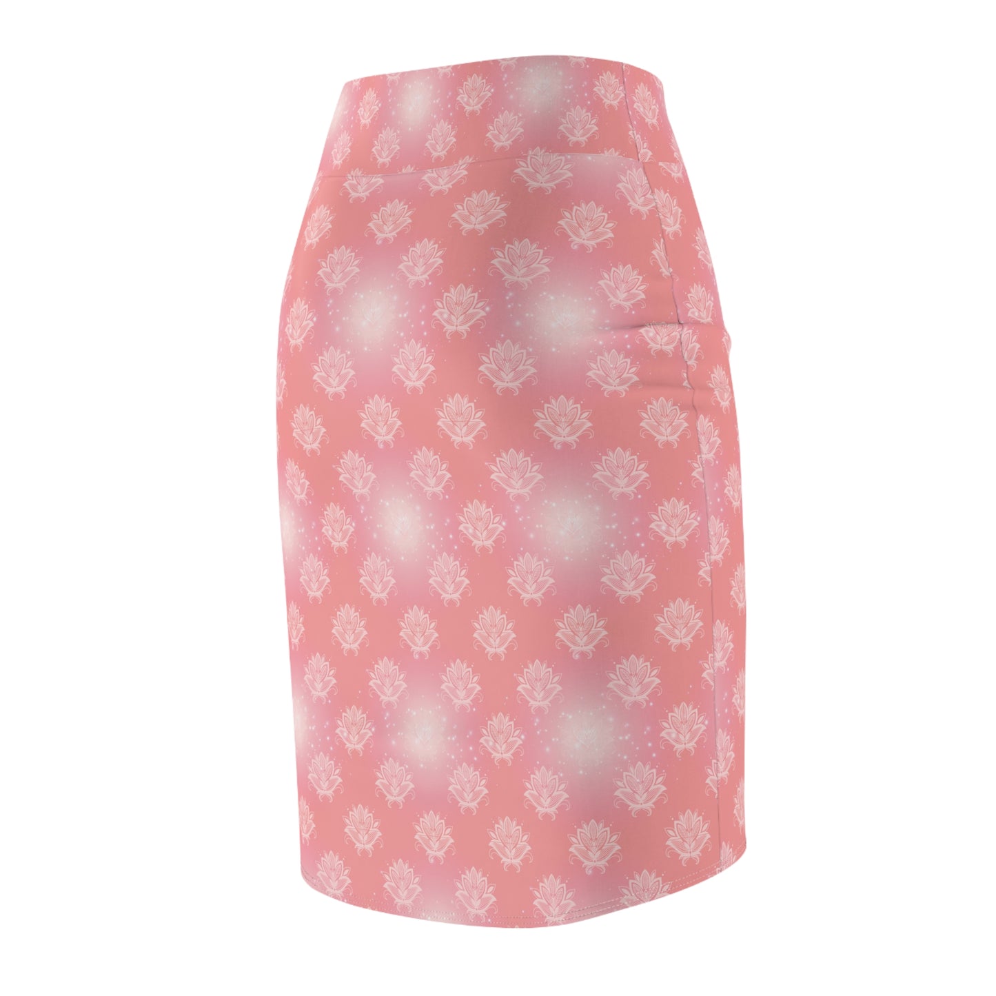 Glimmering Pink Lotus Women's Pencil Skirt, Office Wear, Casual Stretchy Stylish Skirt - Fashion Trendy, Work, Business, Everyday, Gift