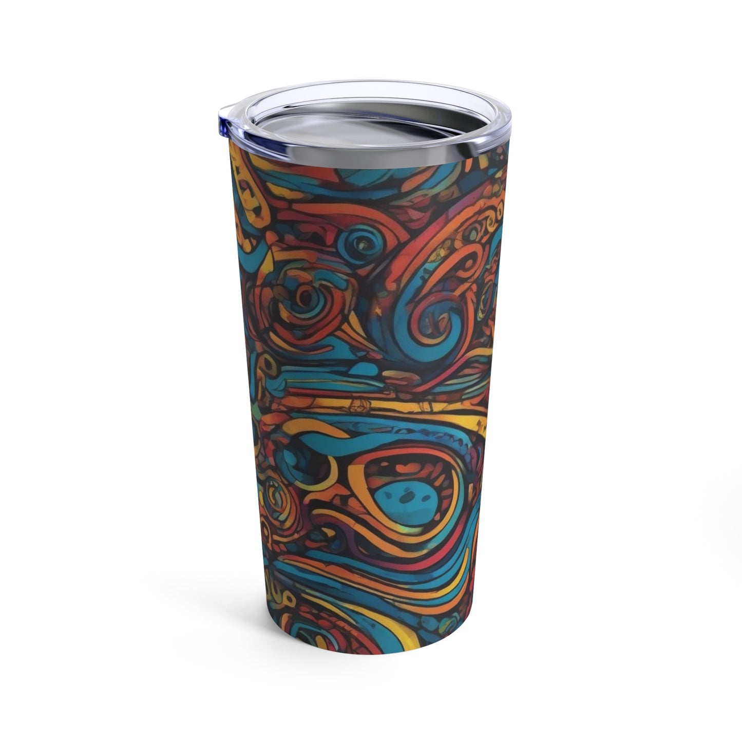 Art Tumbler 20oz - Van Gogh Color Waves Hand Painted Drinkware, Art Inspired Gift