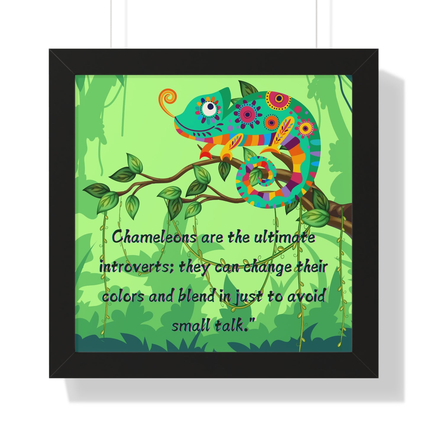 Vertical Poster, Chameleon Introvert in Amazon Rainforest,
