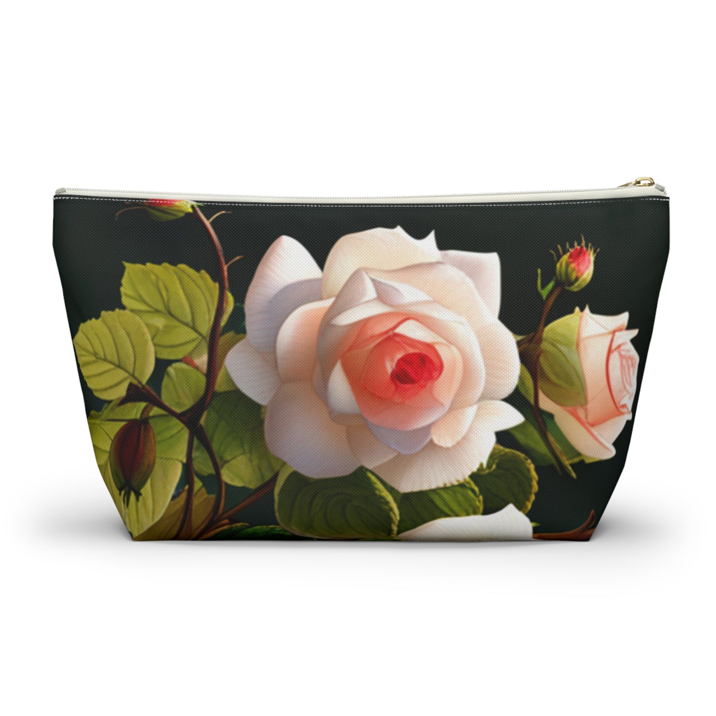 English Roses Accessory Pouch with T-bottom, Floral Makeup Bag, Travel Organizer