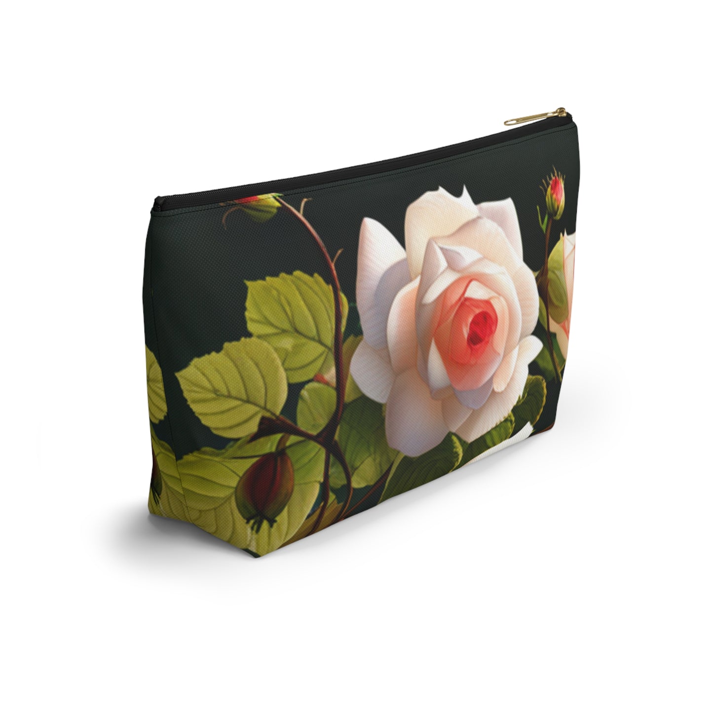 English Roses Accessory Pouch with T-bottom, Floral Makeup Bag, Travel Organizer