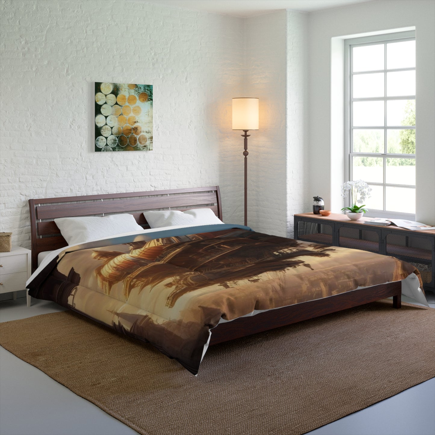 Steampunk Airship 2 Comforter, City Skyline Bedding, Unique Steampunk Decor, Aesthetic Bedding, Airship Design Comforter, Steampunk Inspired