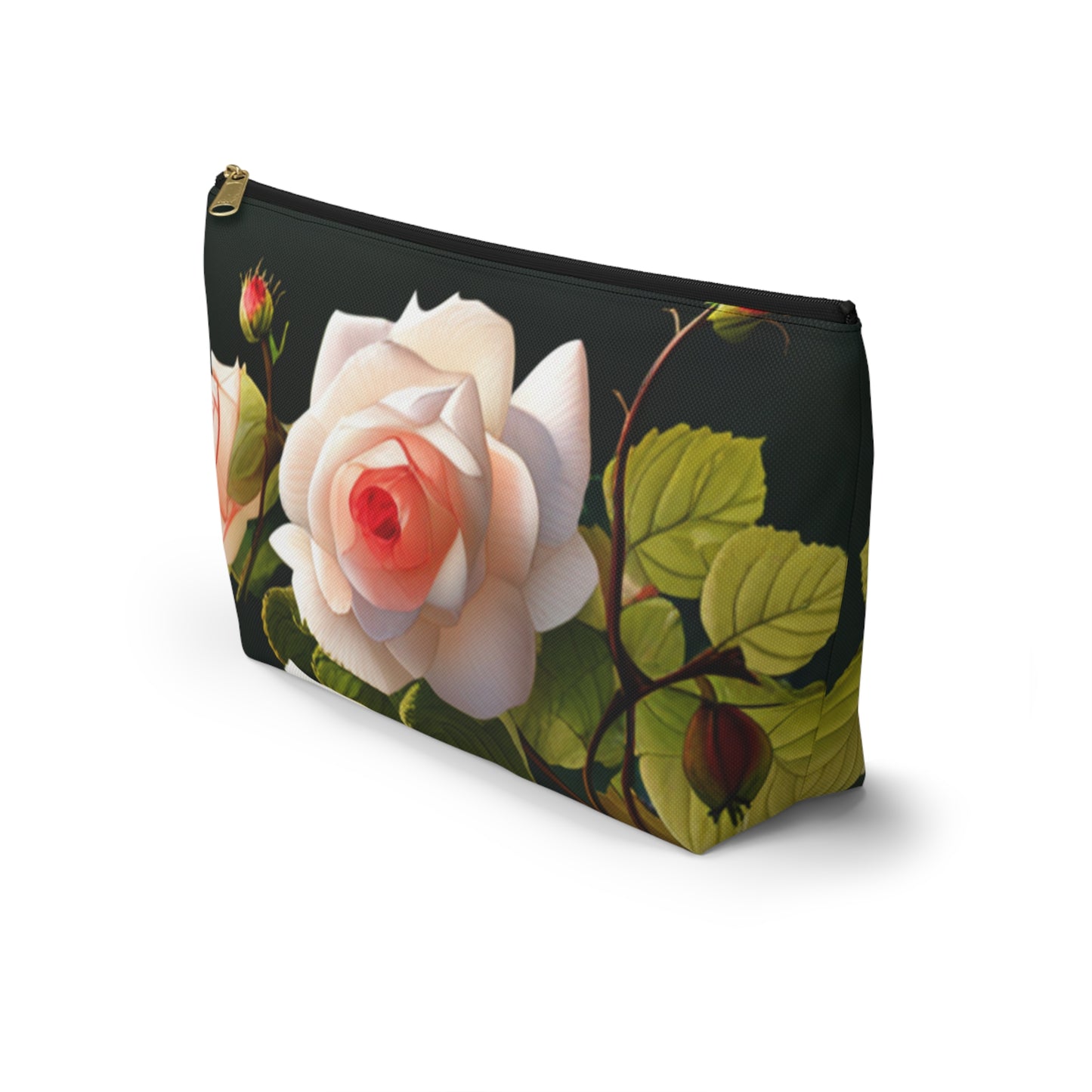 English Roses Accessory Pouch with T-bottom, Floral Makeup Bag, Travel Organizer