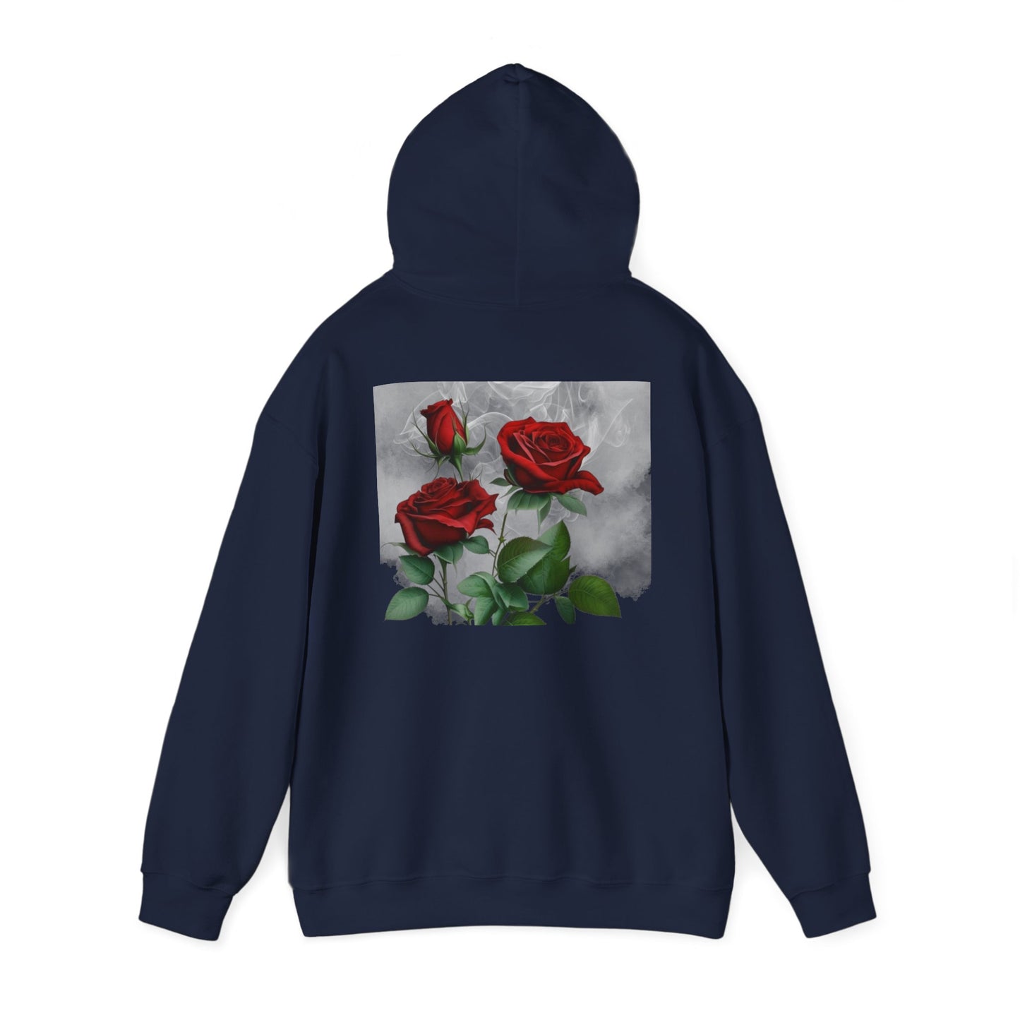 Smoke & Roses Heavy Blend™ Hooded Sweatshirt, Unique Handmade Design, Streetwear Fashion, Street Style, Hip Hop Style, Fashionable Hoodie