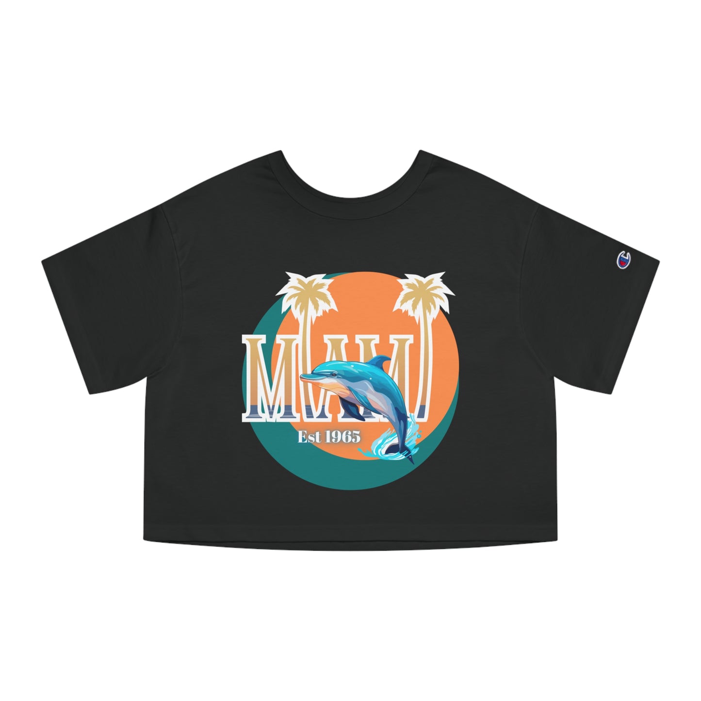 Miami Dolphins Game Time Champion Women's Heritage Cropped T-Shirt, Football NFL Inspired