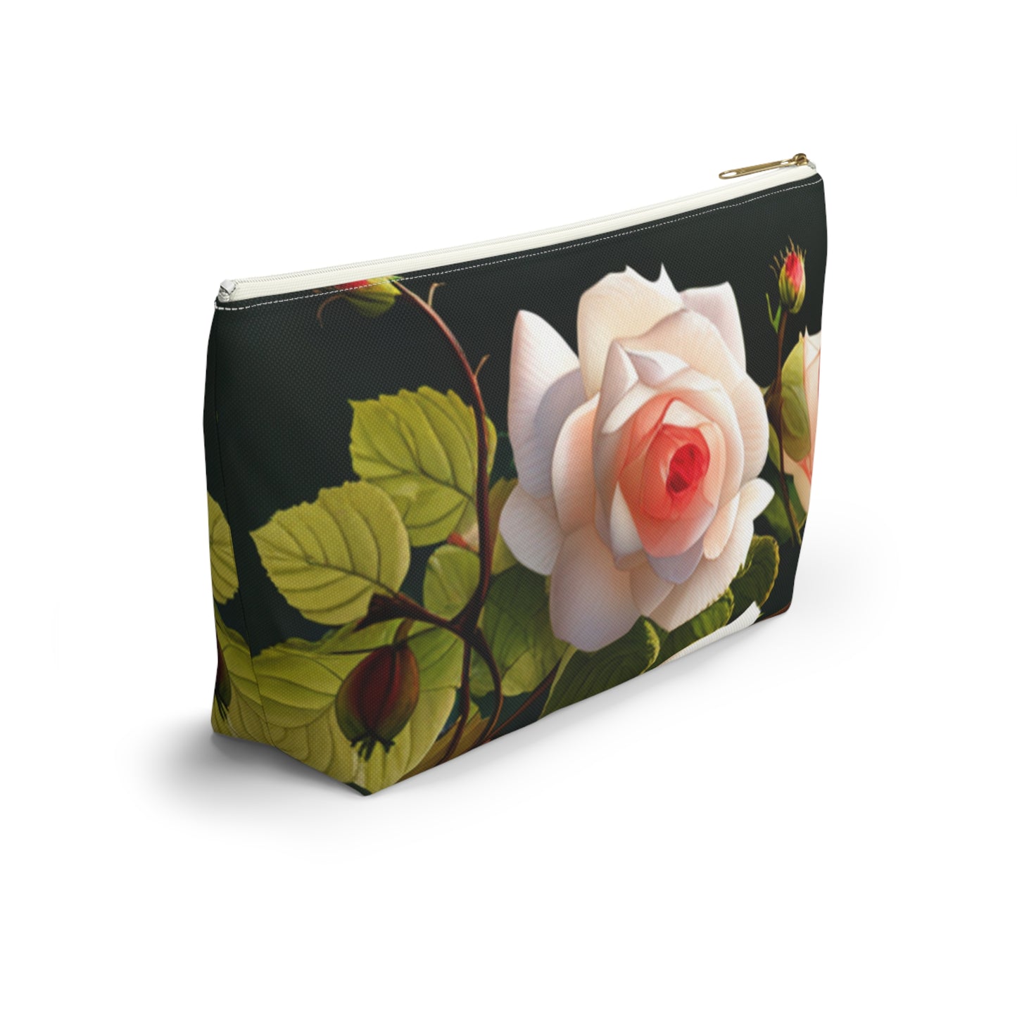 English Roses Accessory Pouch with T-bottom, Floral Makeup Bag, Travel Organizer