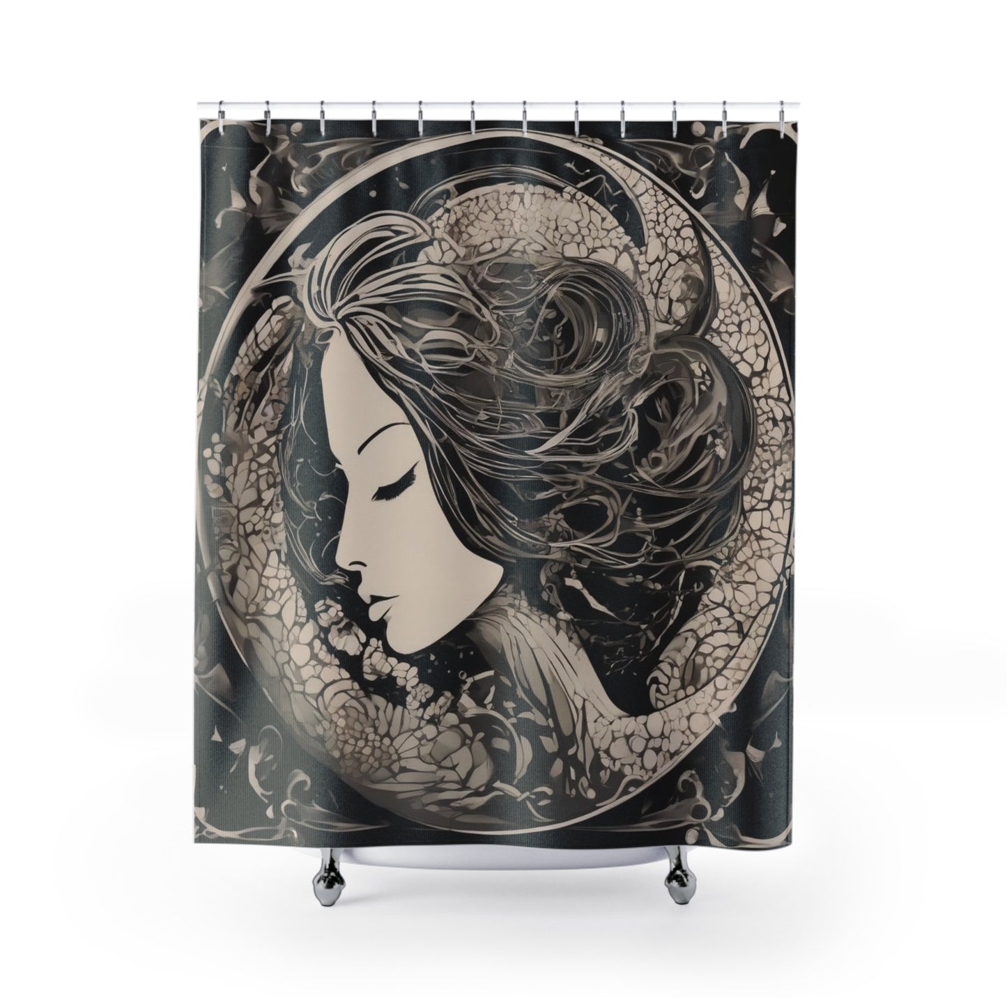 Whimsical Woman Shower Curtains, Unique Bathroom Decor, Abstract Shower Curtain, Artistic Shower Curtain, Art Deco Bathroom Decor