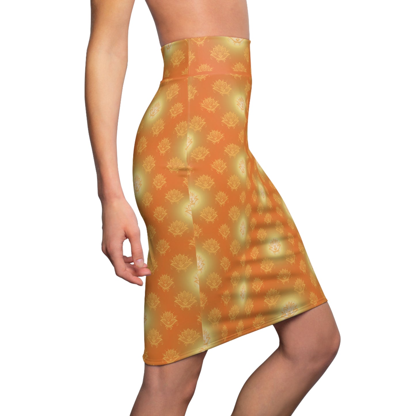 Lotus Horizon Sari Saree Inspired Women's Pencil Skirt, Office Wear