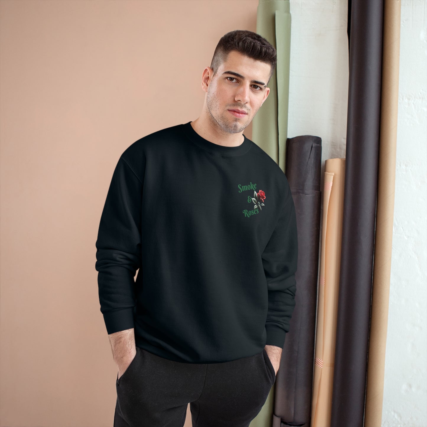 Smoke & Roses Champion Sweatshirt, Vintage Inspired Streetwear, Graphic Sweatshirt, Urban Fashion, Winter Fashion, Fall Clothing, Retro Clothing, Gift For Her, Holiday Gift, Gift For Him
