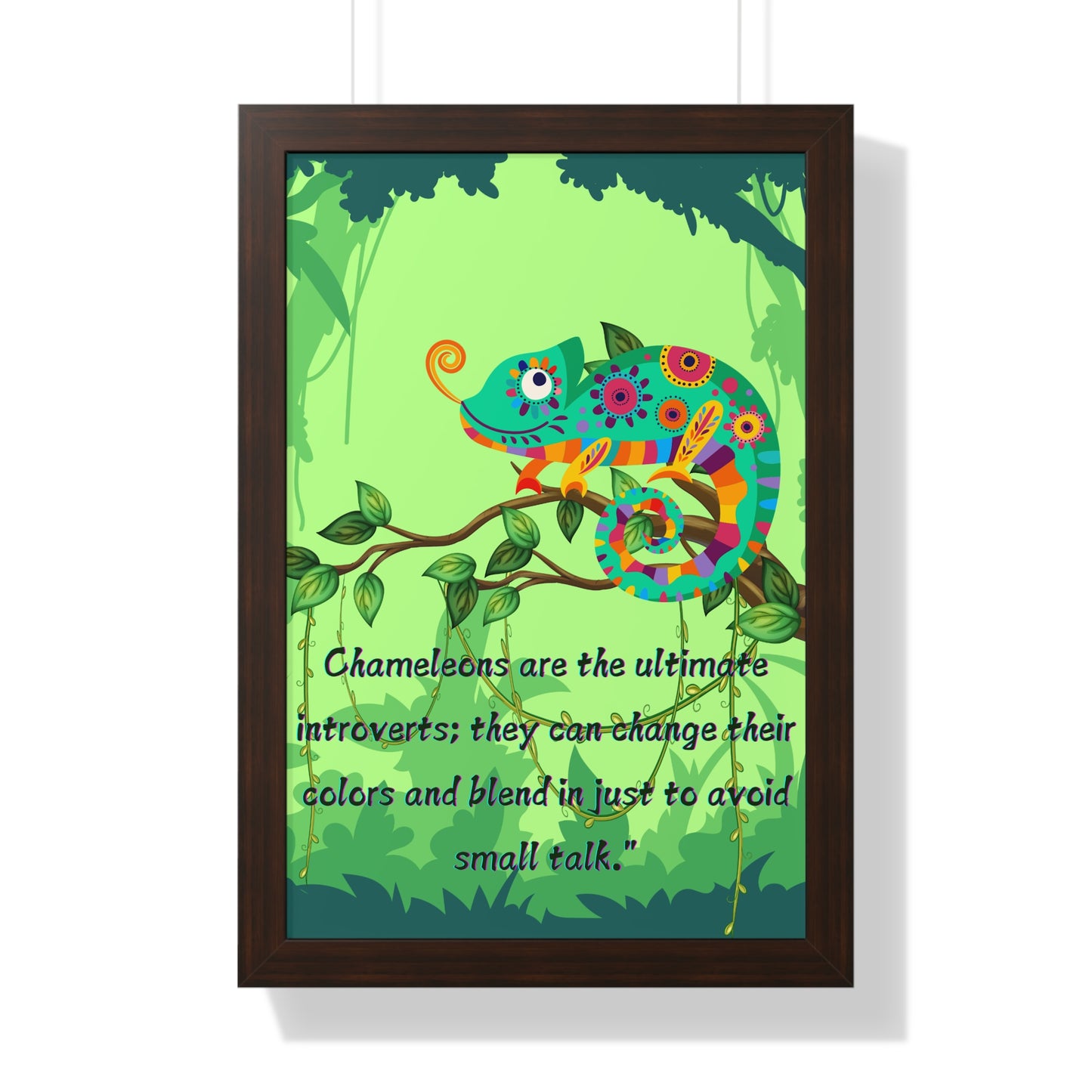 Vertical Poster, Chameleon Introvert in Amazon Rainforest,