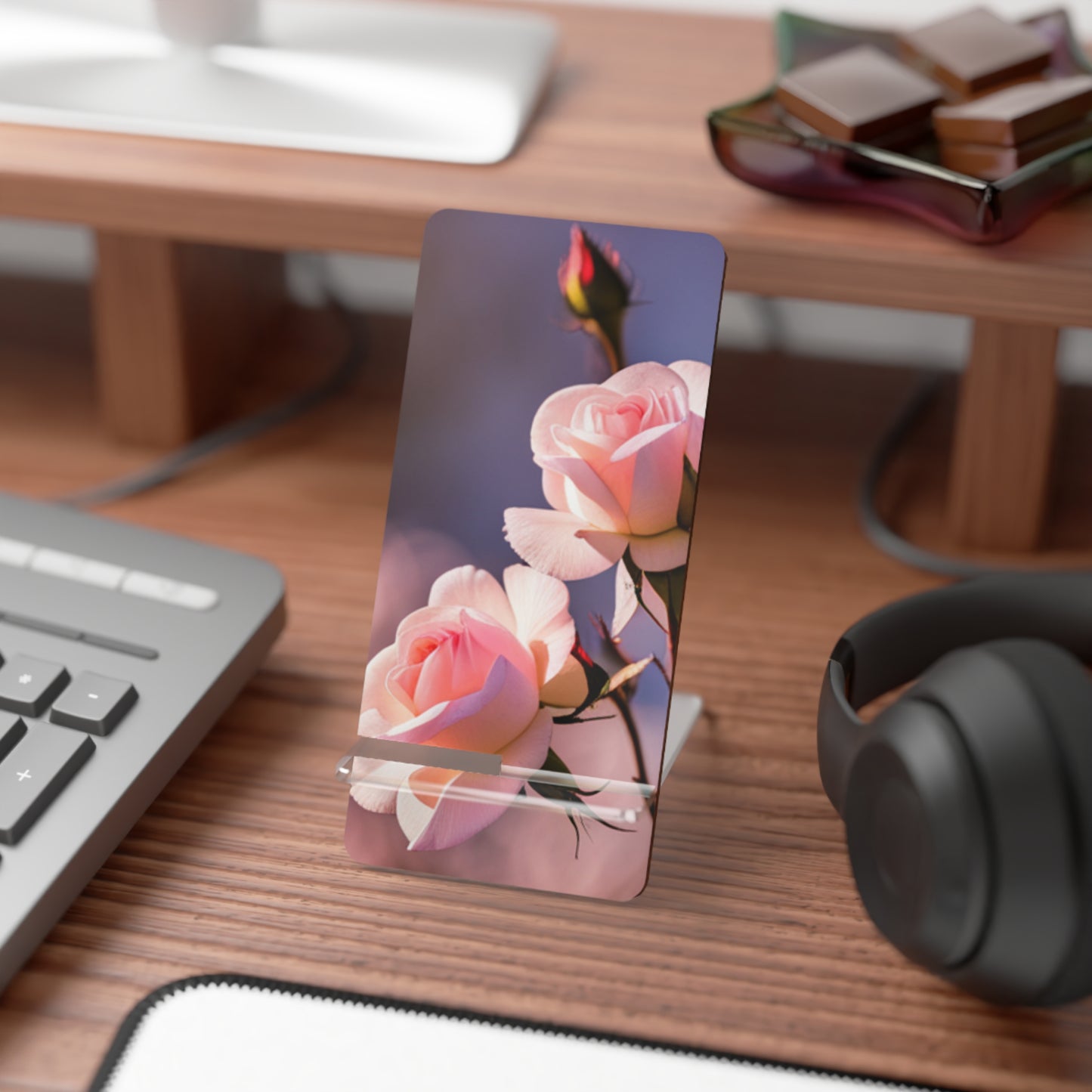 Pink Roses Mobile Display Stand for Smartphones