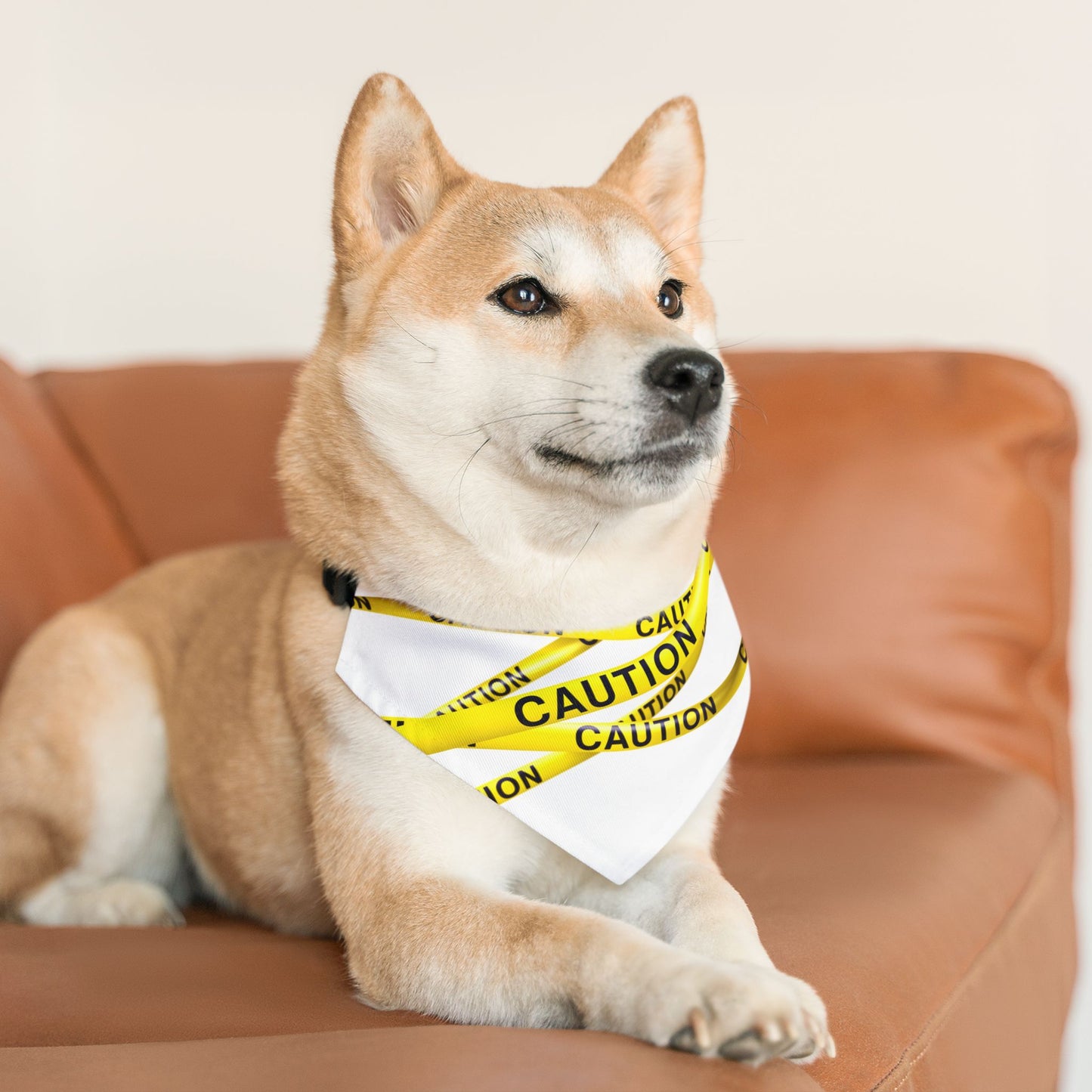 Caution Pet Bandana Collar, Safety Dog Bandana, Reflective Pet Collar, Safety Dog Bandana, Dog Safety Accessory, Pet Visibility Gear