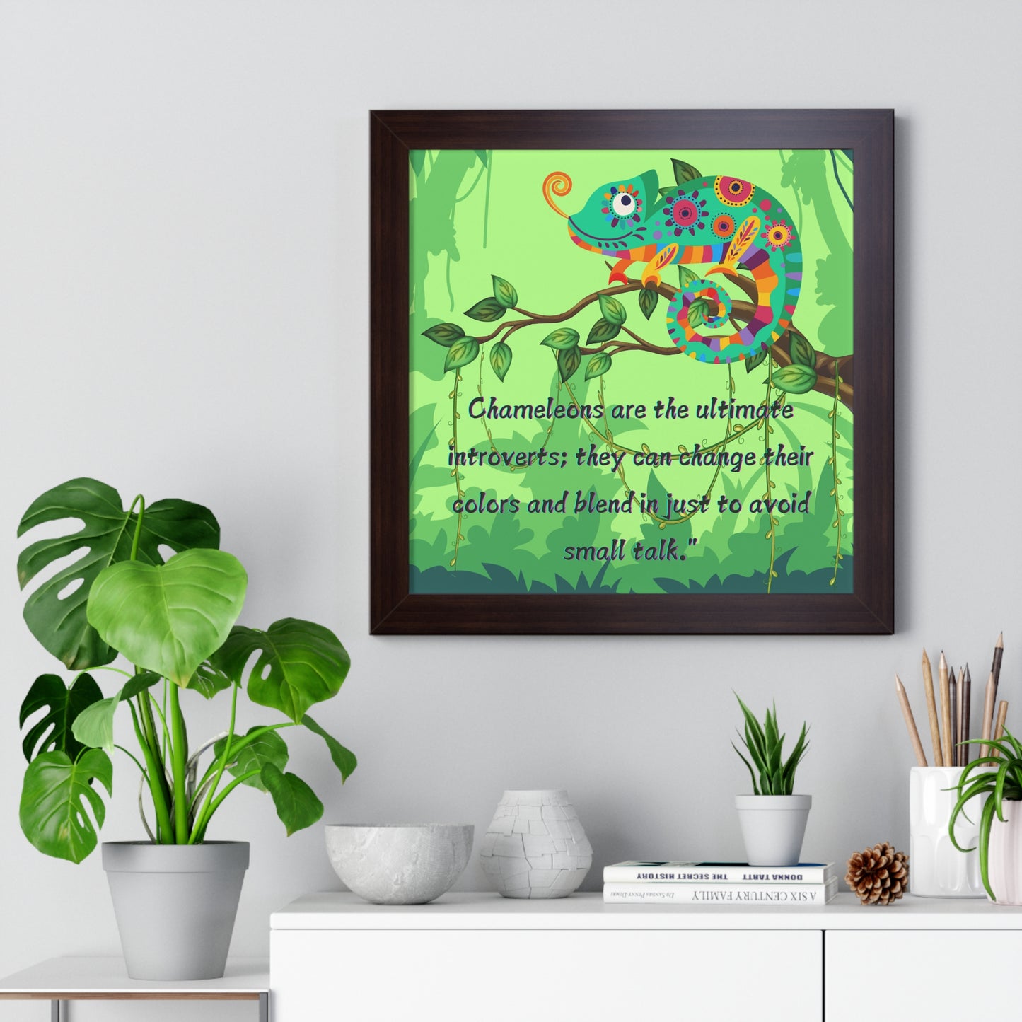 Vertical Poster, Chameleon Introvert in Amazon Rainforest,