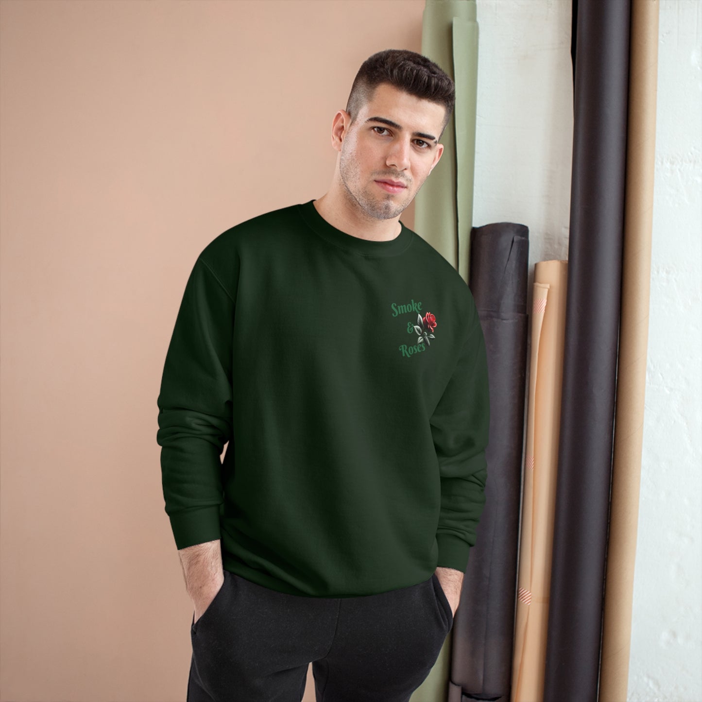 Smoke & Roses Champion Sweatshirt, Vintage Inspired Streetwear, Graphic Sweatshirt, Urban Fashion, Winter Fashion, Fall Clothing, Retro Clothing, Gift For Her, Holiday Gift, Gift For Him