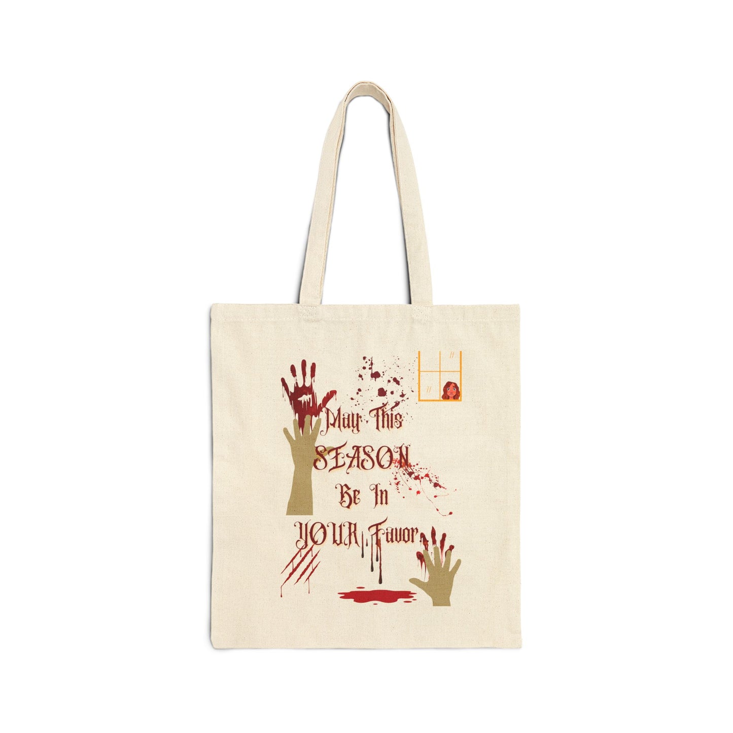 Halloween Favor Season Vampire Halloween Season Cotton Canvas Tote Bag, Halloween Pinup, Vampire, Dark Academia Style, Pinup Style, Gothic Fashion