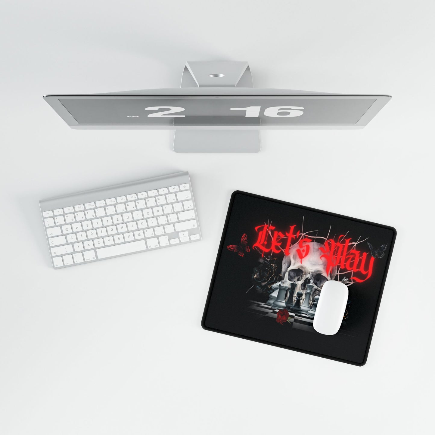 Skull Chess Desk Mat, Spooky Non-Slip Base, Smooth Surface, 3 Sizes Available, Shakespeare, Gothic, Dark Hardcore Aesthetic Mouse Pad,