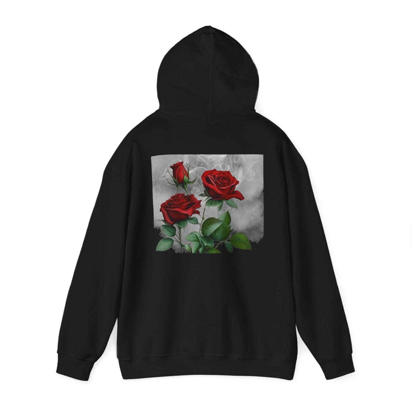 Smoke & Roses Heavy Blend™ Hooded Sweatshirt, Unique Handmade Design, Streetwear Fashion, Street Style, Hip Hop Style, Fashionable Hoodie