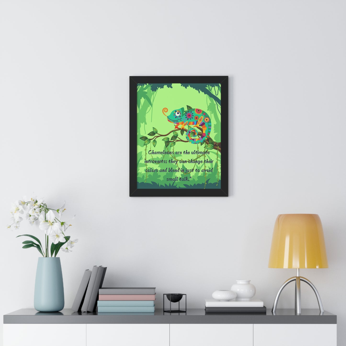 Vertical Poster, Chameleon Introvert in Amazon Rainforest,