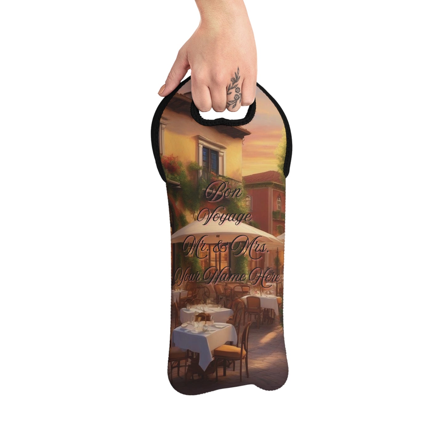 Customizable Cafe Italiano Wine Tote Bag Wedding Gift Wine Carrier, Italian Market Bag, Reusable Wine Tote, Gift for Wine Lovers